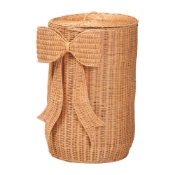 bali & pari Creusa Natural Rattan Laundry Basket with Bow Detail, Tall